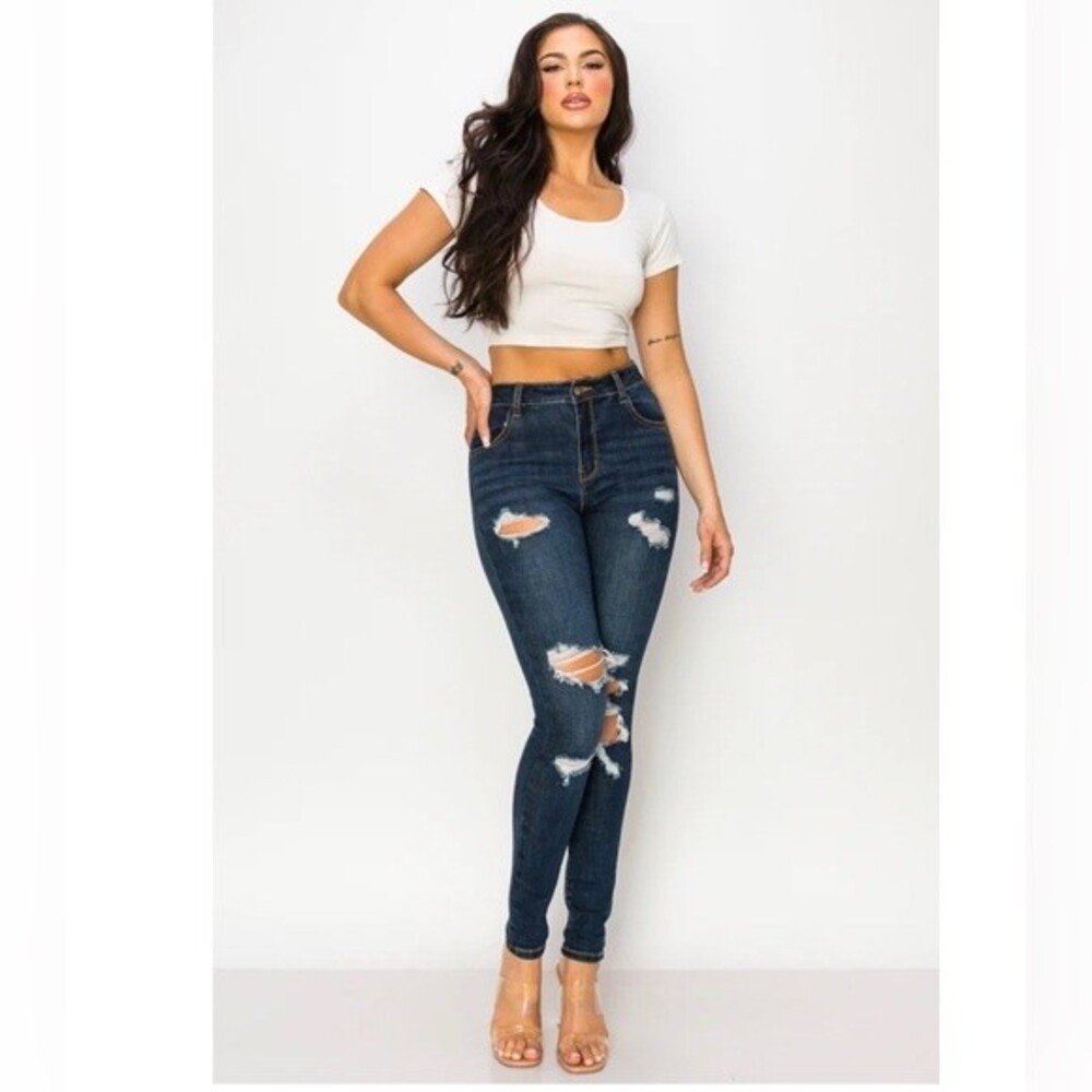 ENCORE HIGH RISE DESTRUCTED STRETCH SKINNY Jeans size 7